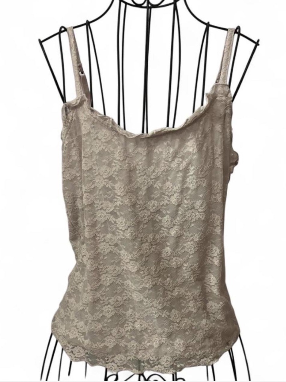 Women’s Y2K Lace Cream Cami Tank Top Size Small